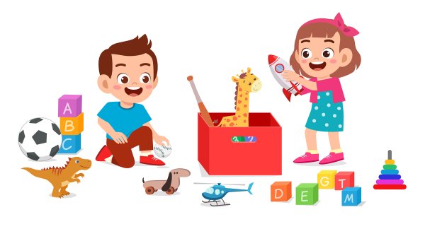 Ребенок собирает игрушки