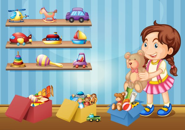 Дети убирают игрушки в детском саду