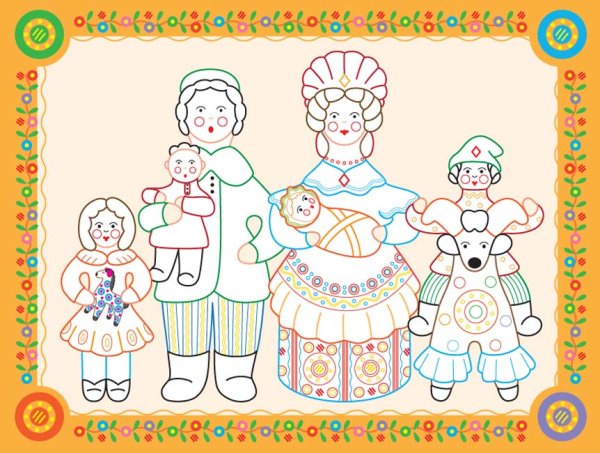 Рамка Дымковская роспись