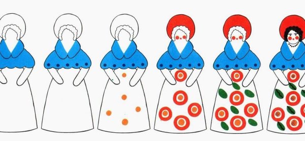 Дымковская барышня рисование в старшей группе