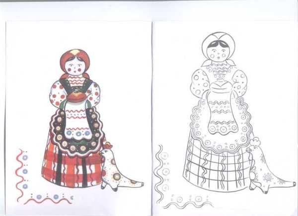 Дымковская барышня рисование в старшей группе