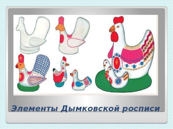 Дымковская роспись уточка