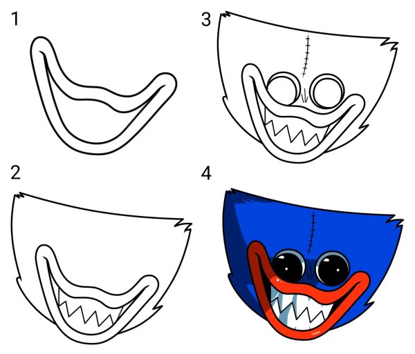 Поэтапное рисование Хагги Вагги