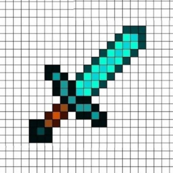 Меч из МАЙНКРАФТА по клеточкам