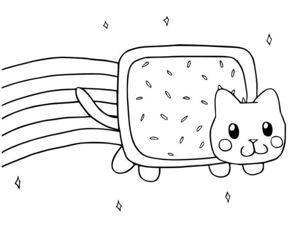 Котик нян Кэт раскраска