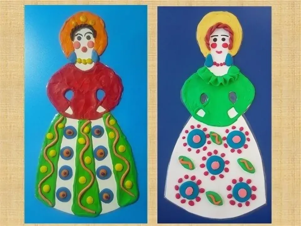 Дымковская игрушка Барыня из пластилина