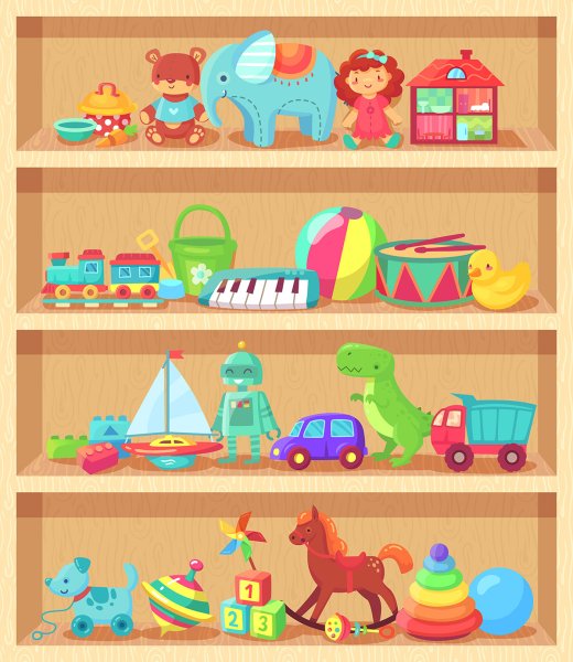 Игрушки на полках