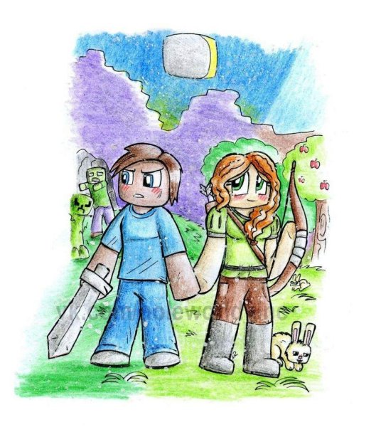 Minecraft Стив и Алекс любовь