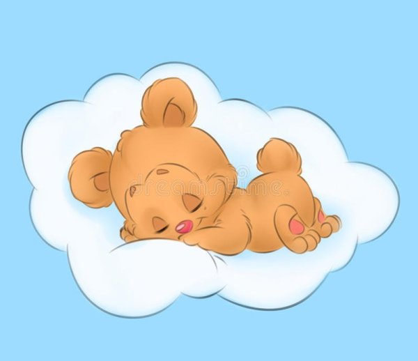 Спящий Медвежонок на облаке