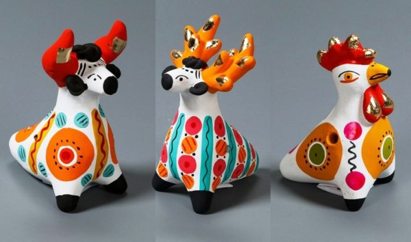 Глиняные игрушки Дымково