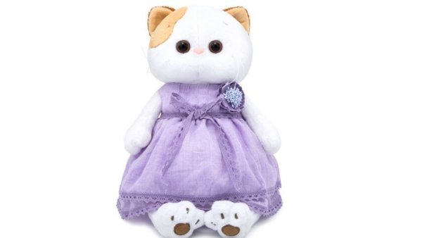 Мягкая игрушка Basik&co кошка ли-ли в лавандовом платье 24 см