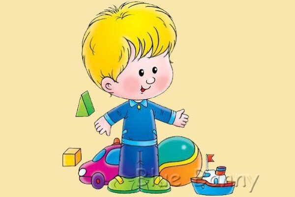 Ребенок убирает игрушки