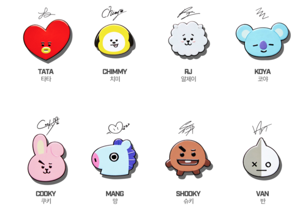BTS игрушки bt21 имена