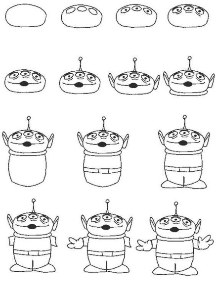 Пошаговое рисование инопланетян