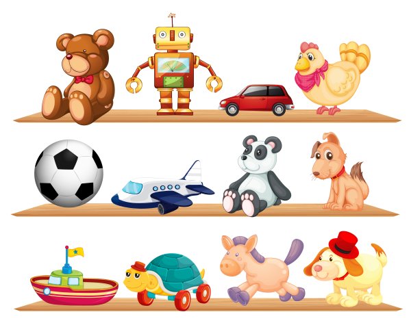 Игрушки в ряд иллюстрация
