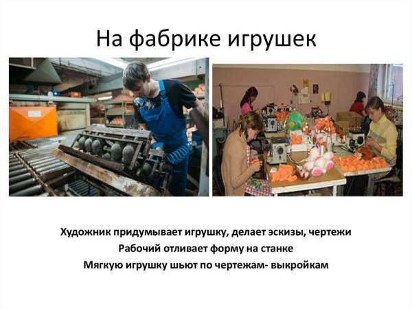 Специальности на фабрике игрушек