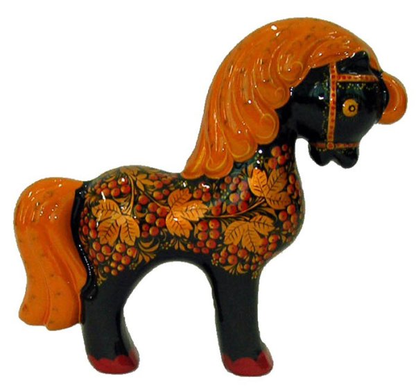 Народная игрушка Хохломская лошадка