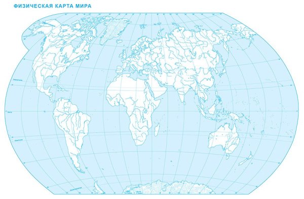 Физическая контурная карта мира