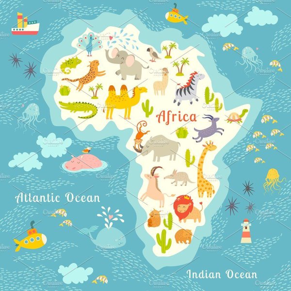 Африка карта для детей