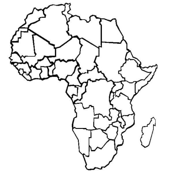Материк Африка контурная карта