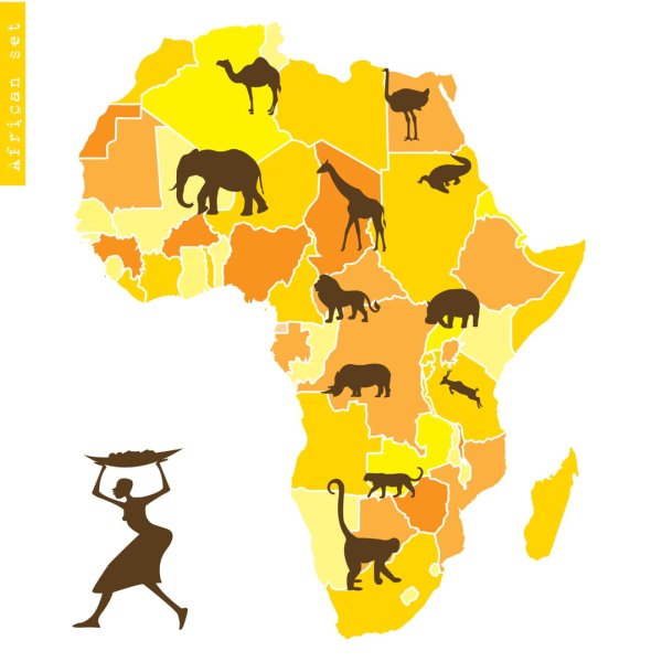 Материк Африка с животными