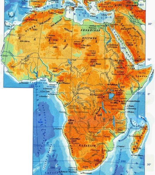 Карта Африки географическая хорошего качества