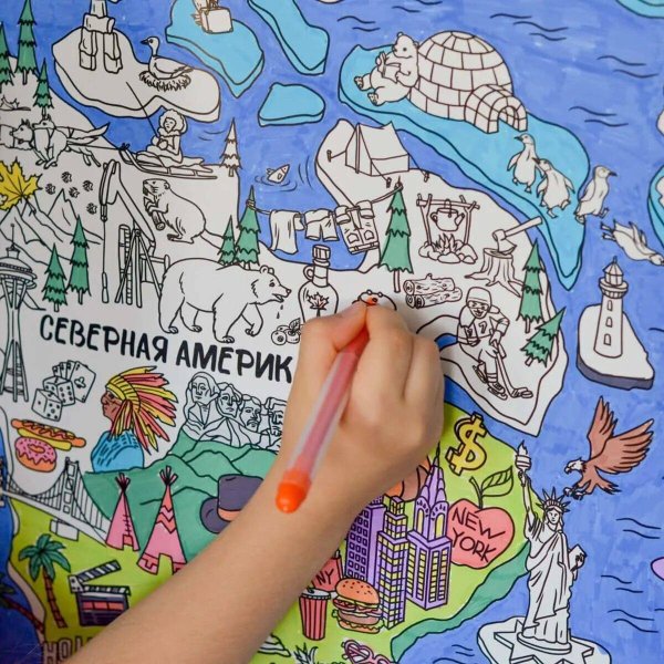 Карта мира раскраска