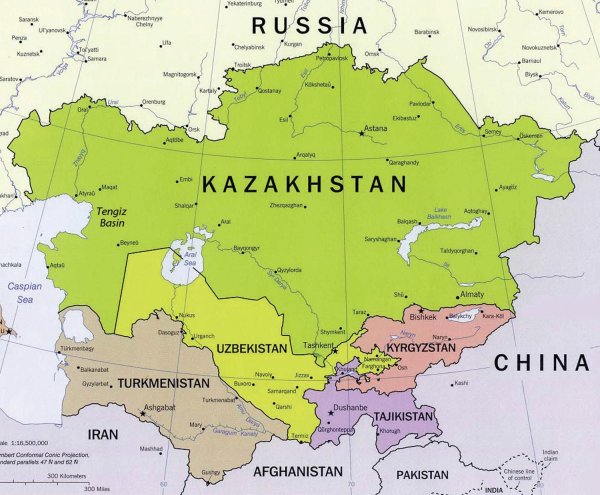 Карта средней Азии
