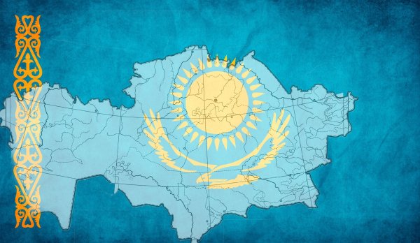 Казахстан флаг на фоне карты