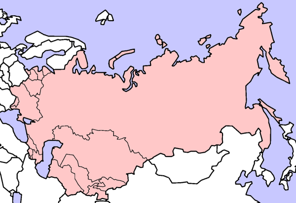 Карта СССР С республиками без названий
