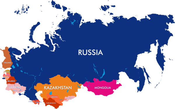 Страны СНГ граничащие с Россией на карте