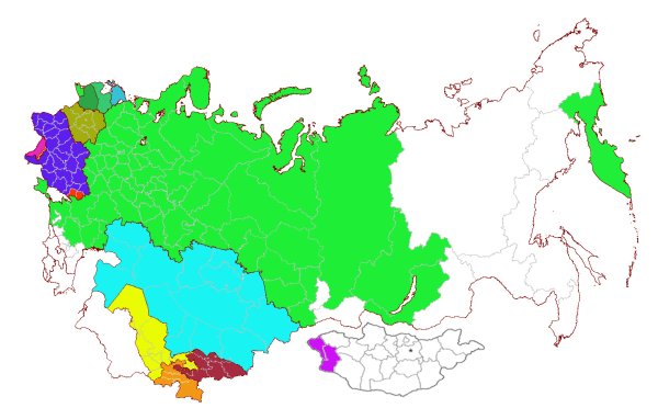 Карта постсоветского пространства с русским населением