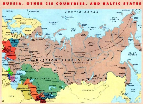 Карта стран СНГ И России