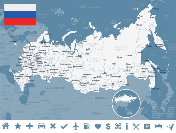Контурная карта России и СНГ