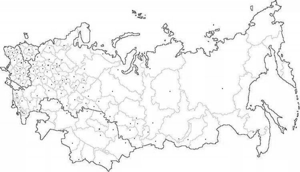 Контурная карта России с границами регионов