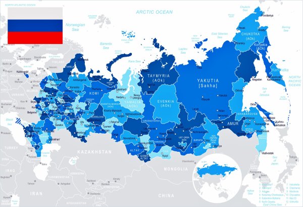 Карта регионов России и СНГ