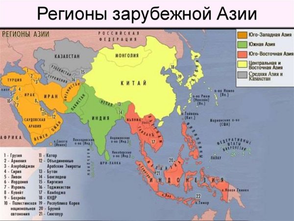 Природные субрегионы зарубежной Азии