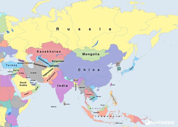 Карта государств Азии