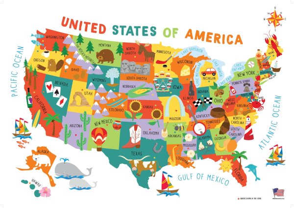 Карта США для детей