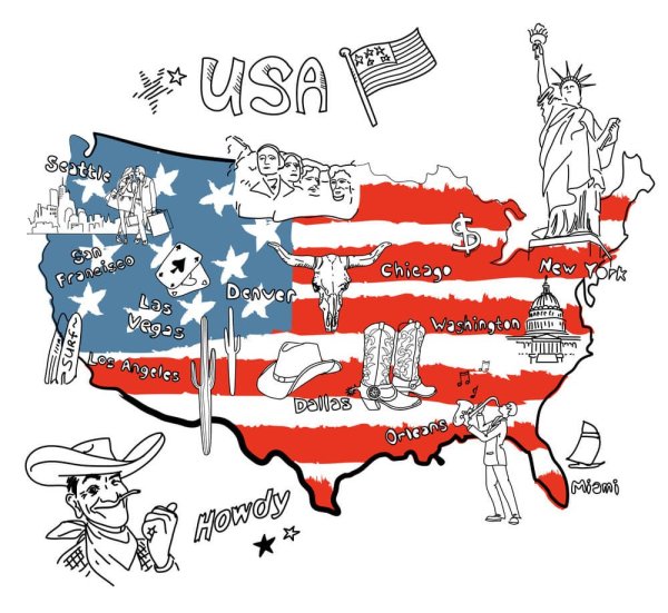 Рисованная карта США