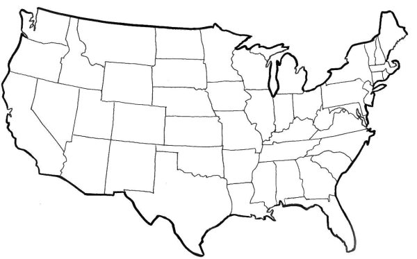 Контурная карта Штатов США