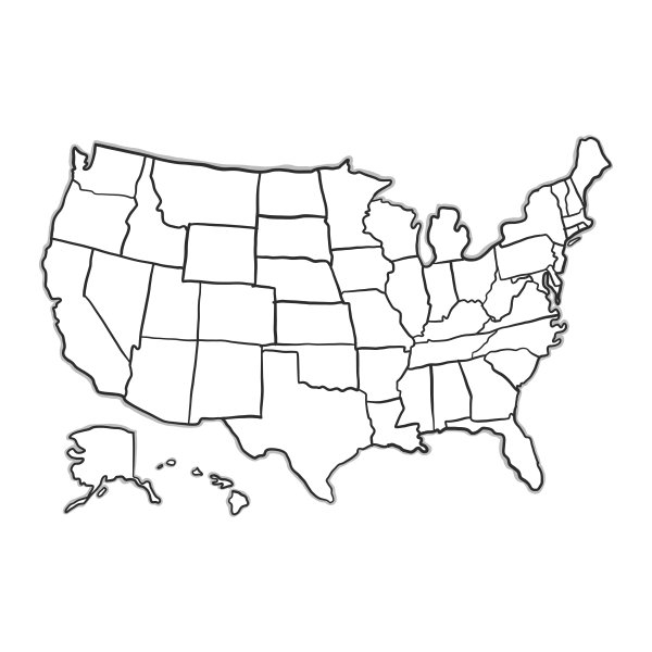 Карта Штатов США без подписей