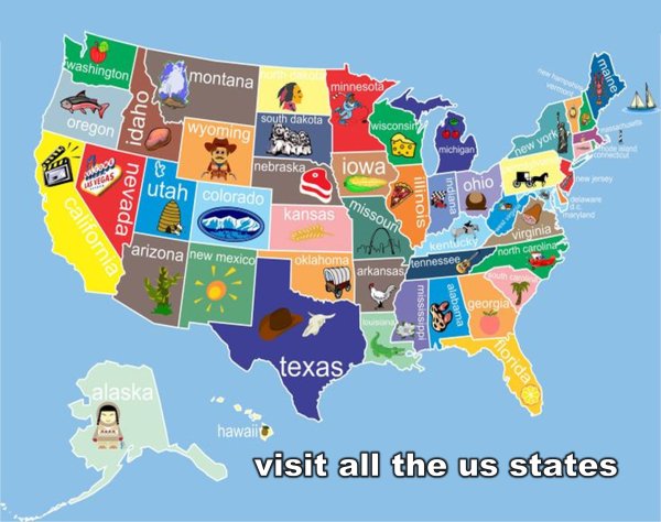 Карта Америки со Штатами