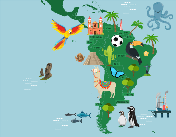 Южная Америка карта для детей