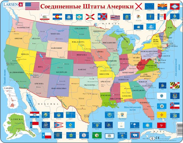 Штаты США список на карте