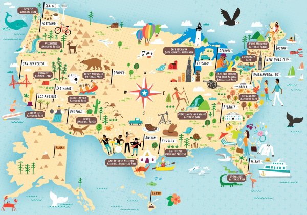 Туристическая карта США
