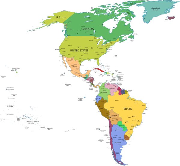 Карта North and South America