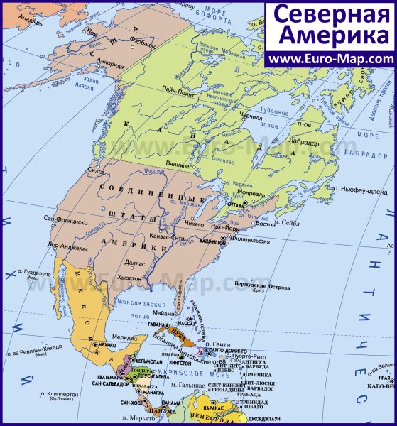 Карта Юга Северной Америки