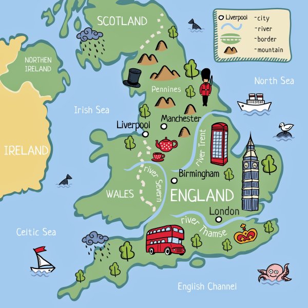 Рисунки карта англии (36 фото)