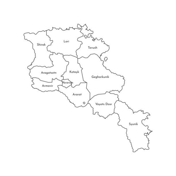 Армения на контурной карте